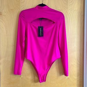 BRAND NEW SHEIN pink mock neck bodysuit with cutout (US large)